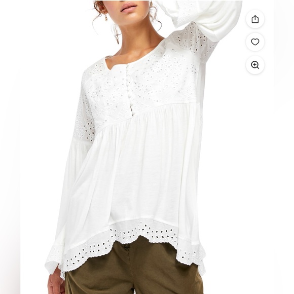 Free People Sea of Love White Eyelet Women's Top - Picture 1 of 14